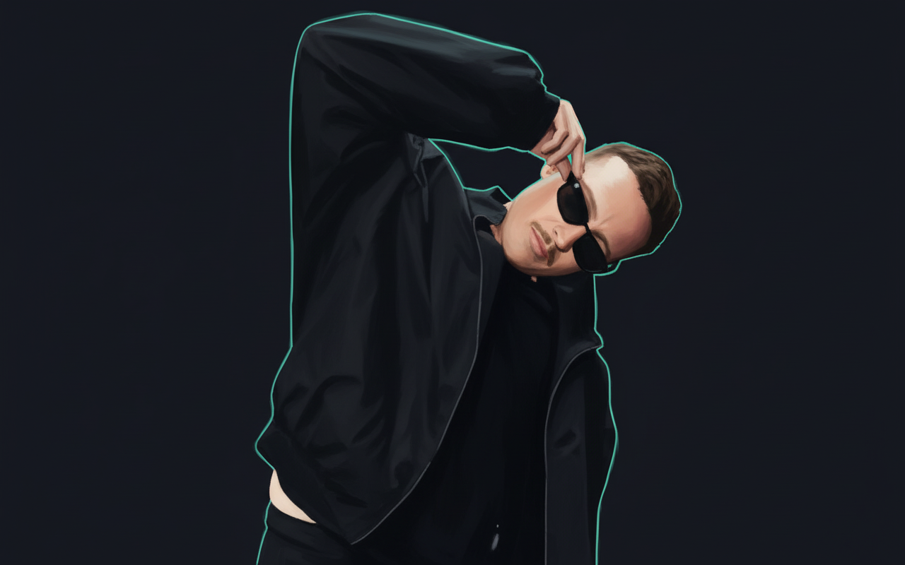 Editorial illustrated portrait of Dean Turnley