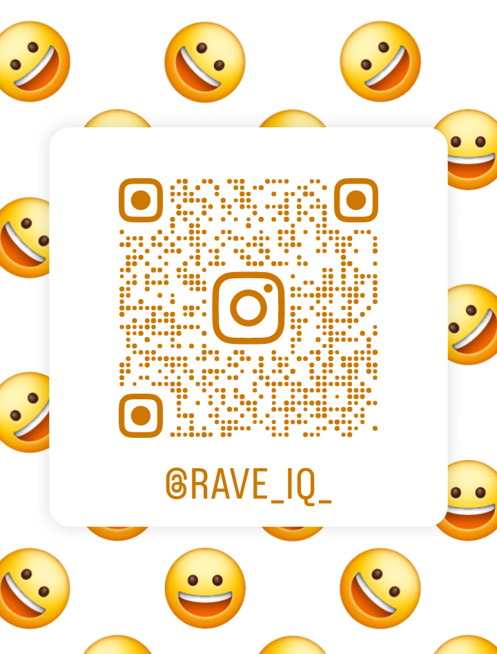 RAVE IQ Instagram QR card — @rave_iq_