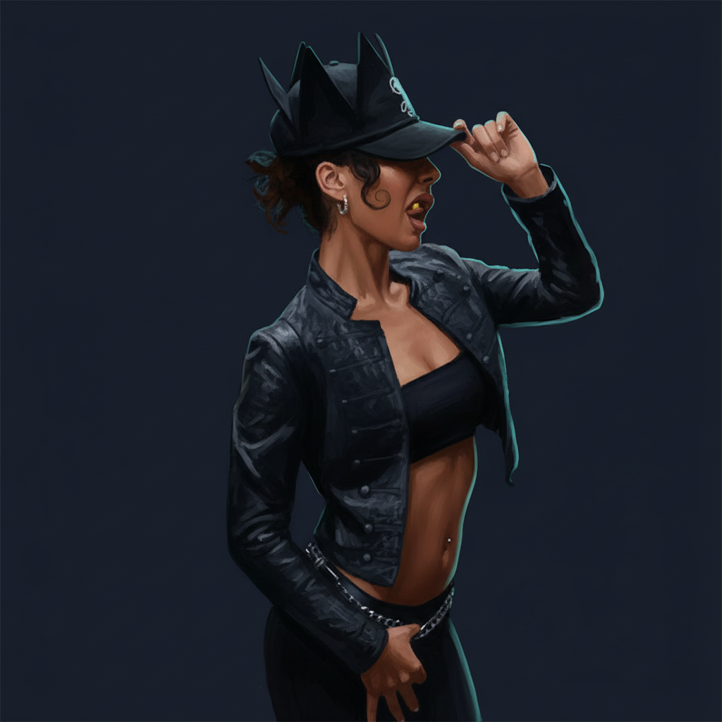Editorial illustrated portrait of Miss Kaninna