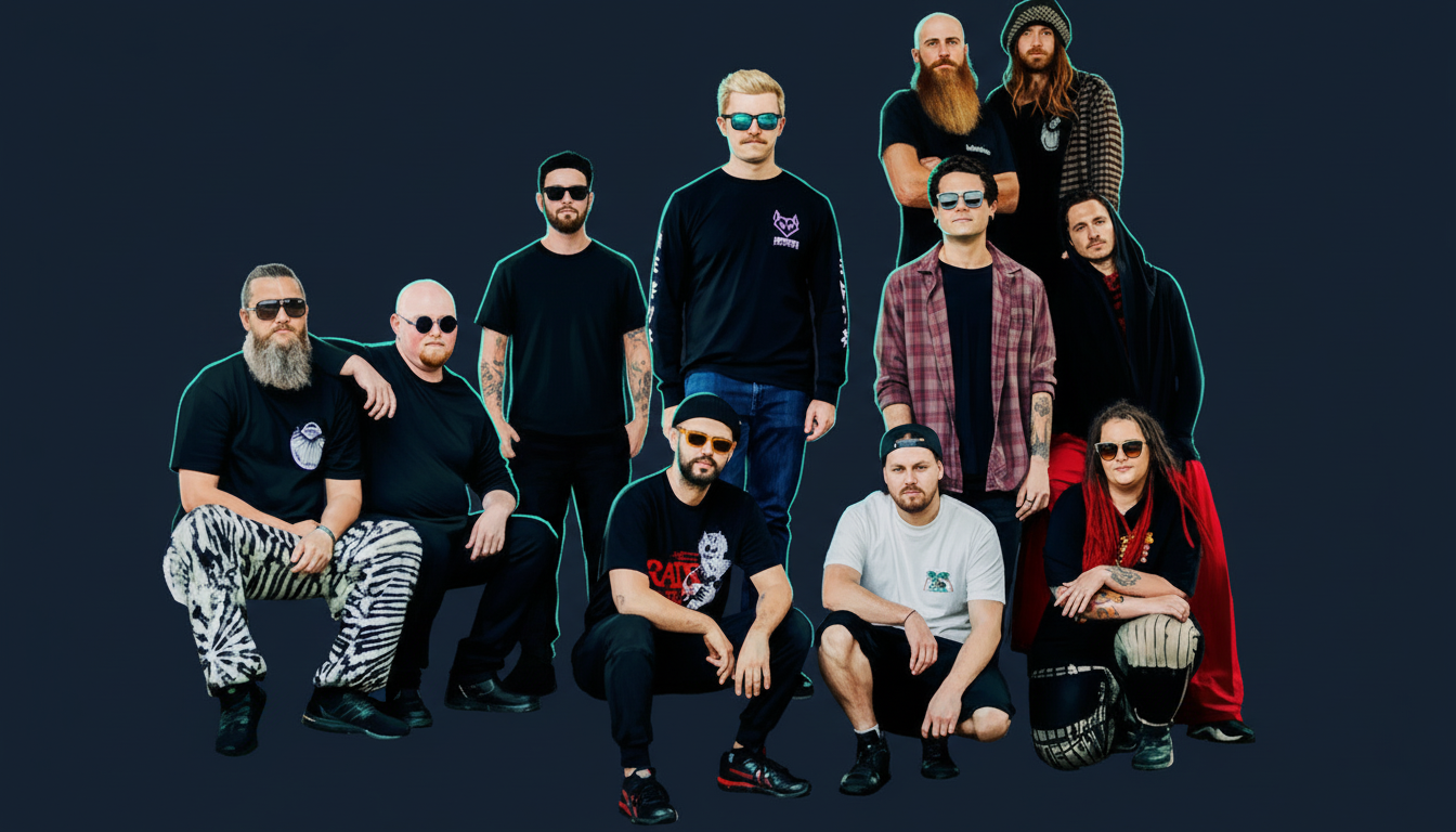 Editorial illustrated portrait of Newy Bass Crew