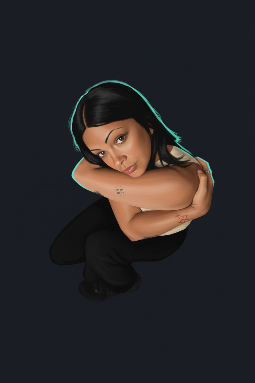 Editorial illustrated portrait of Dameeeela