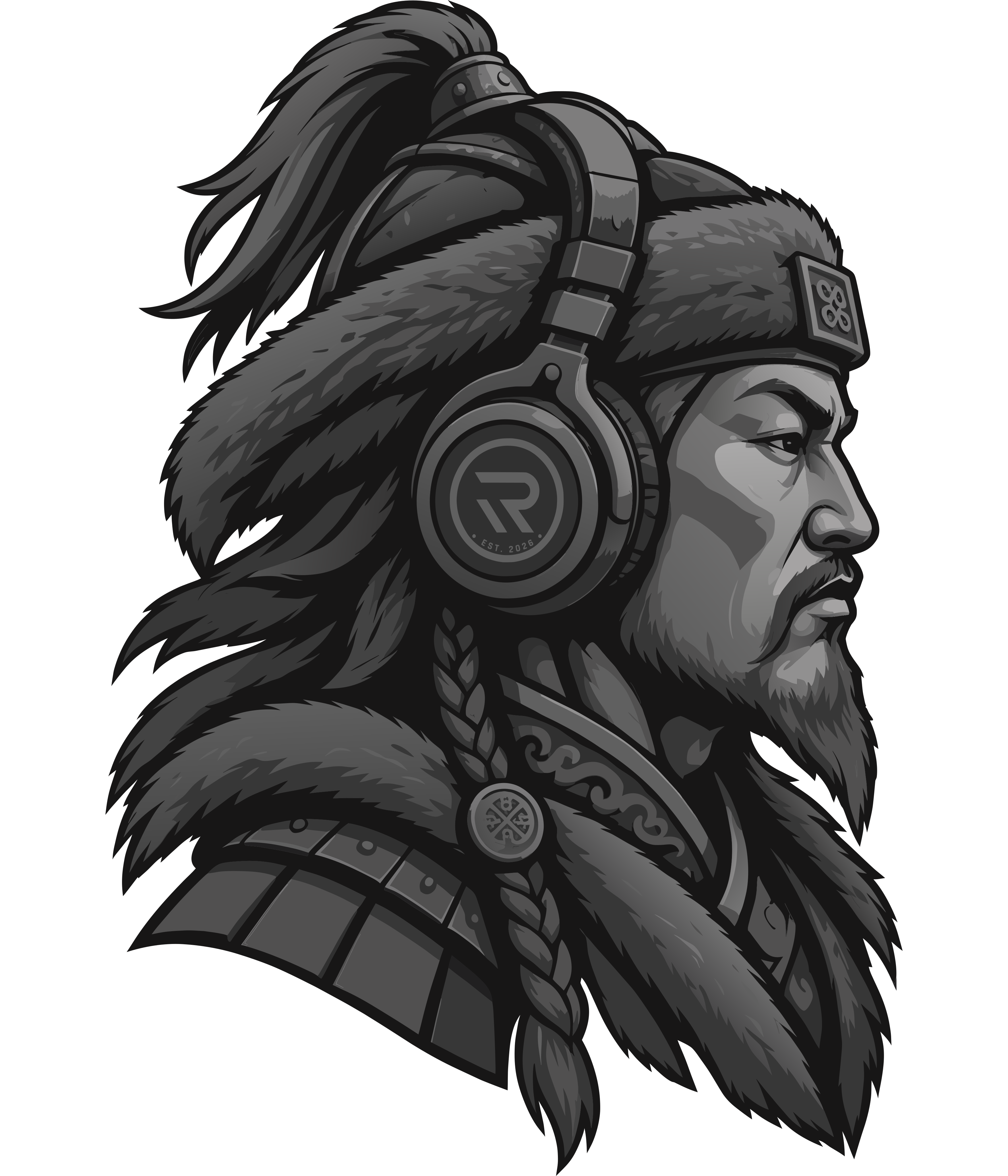 Original revised Genghis Khan Leader Heads back-print art by RAVE IQ